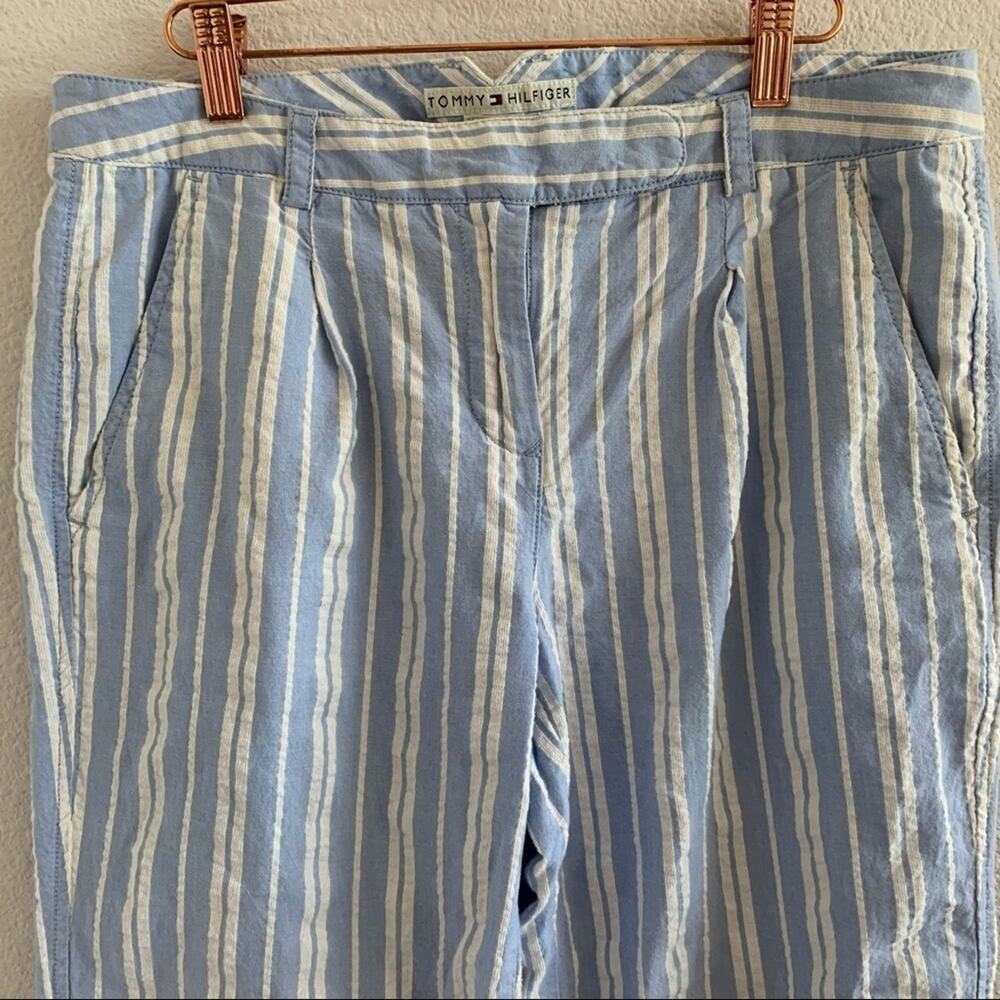 Tommy Hilfiger Dana Fit Blue and White Crop Striped Pants 10 - Picture 4 of 9